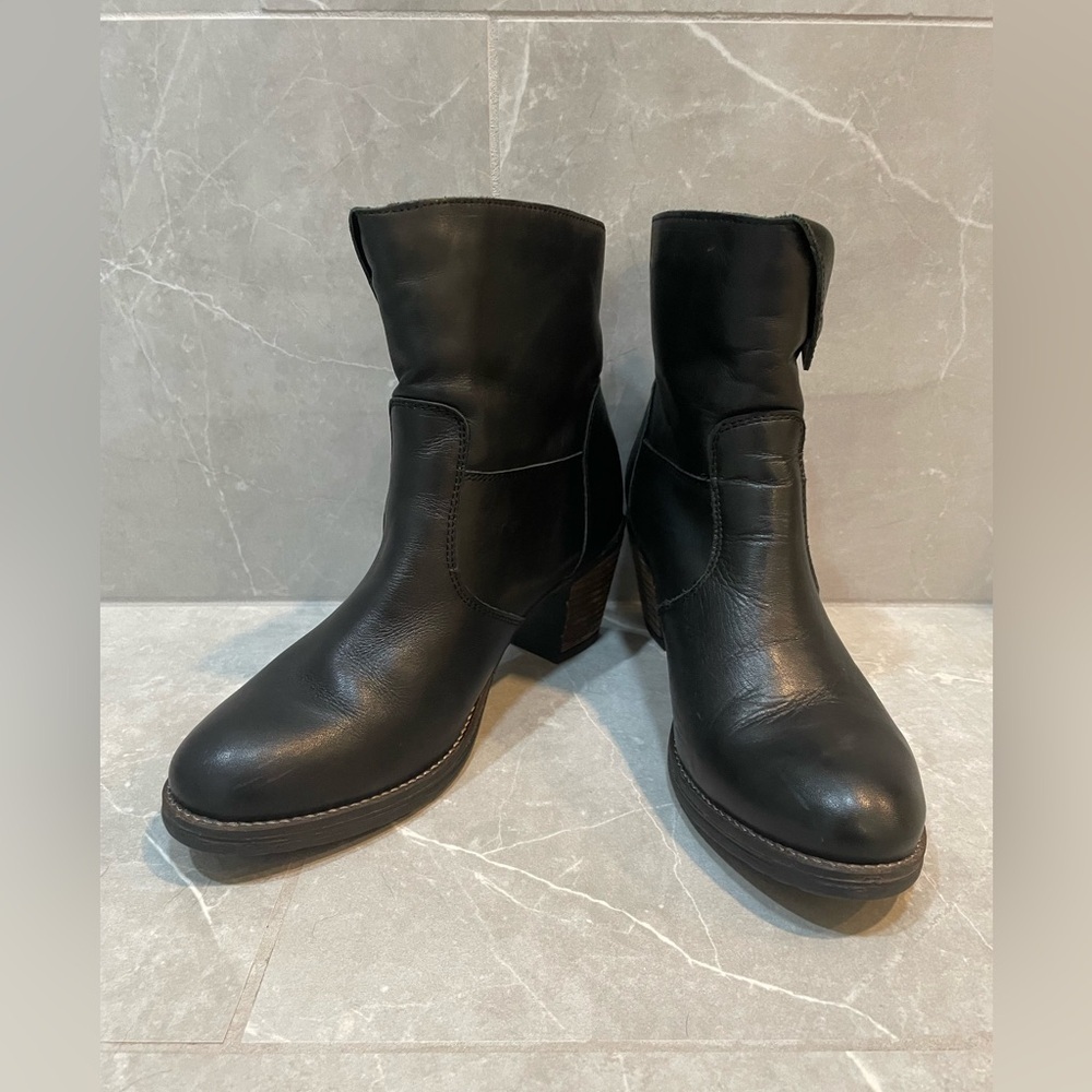 Biza Black Leather Moto Ankle Boots Size 40 EU - Picture 2 of 11